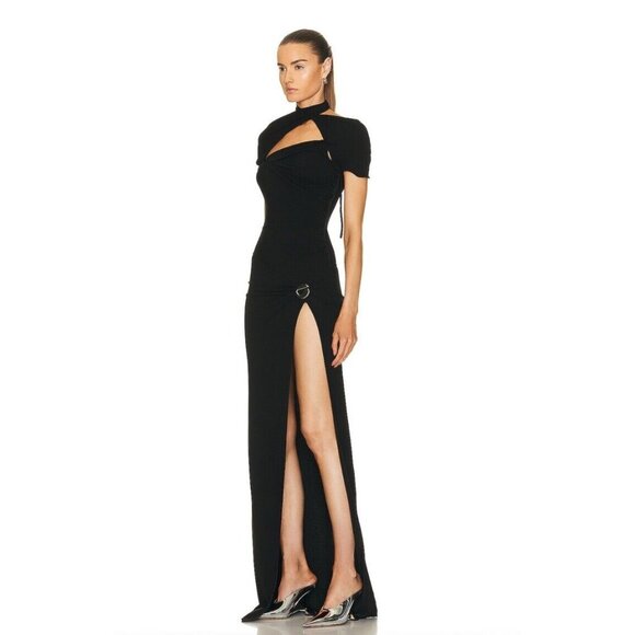 Coperni Long Asymmetric Draped Dress in Black - Picture 4 of 6